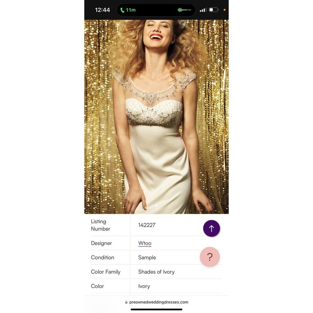 WTOO White Silk Beaded wedding Gown Orig.$1500